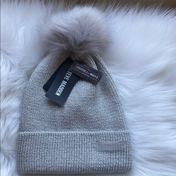Steve Madden Accessories - Steve Madden Silver Pom Pom Hat